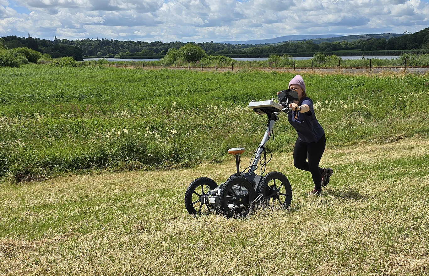 Dr Petra Schneidhofer carries out geophysical survey at woodstown