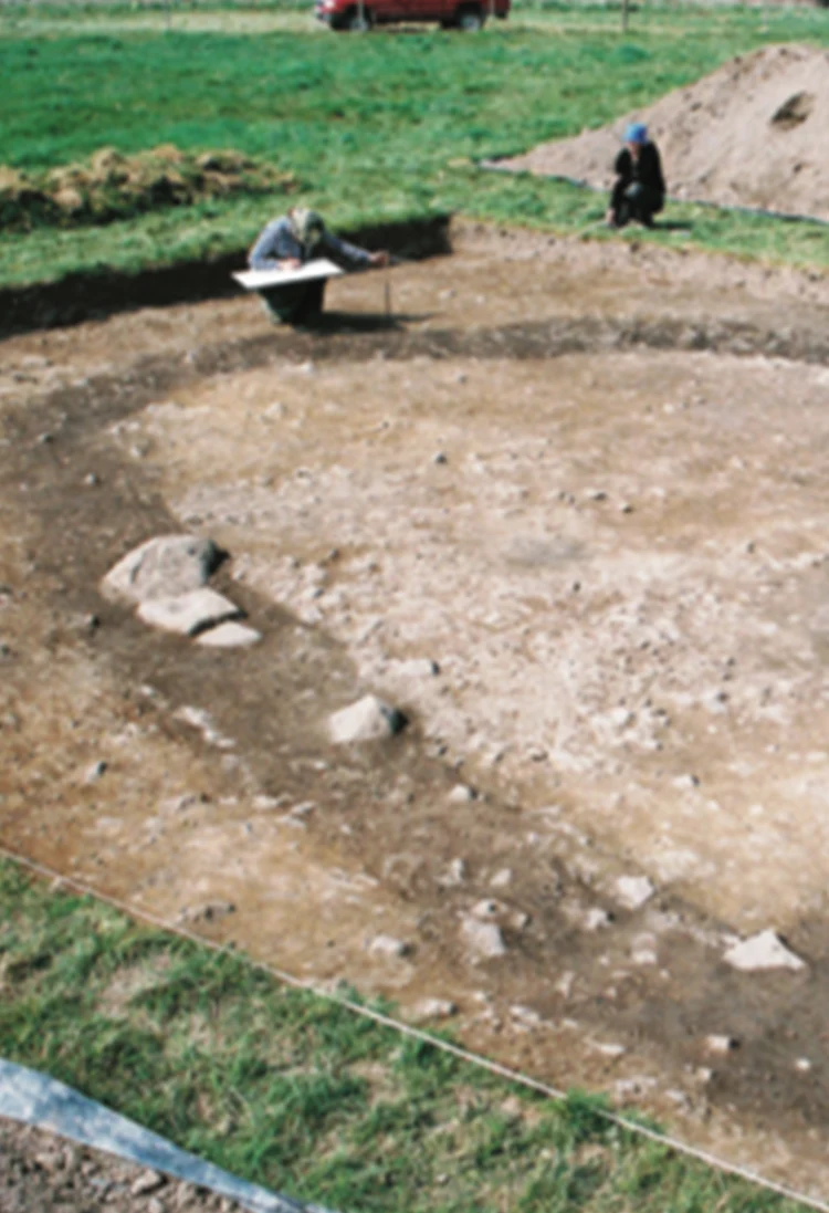 The foundations of a Viking house under excavation at Woodstown